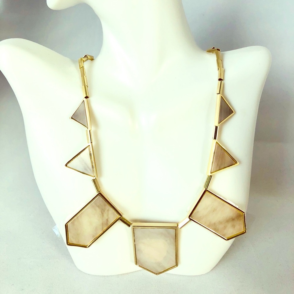 NWT House of Harlow bib necklace gold and cream - Picture 2 of 6